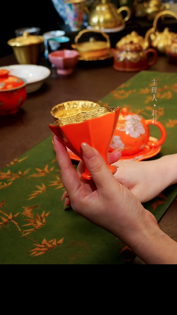 茶杯紫砂【宜景窑爱马仕橙系列】摘星