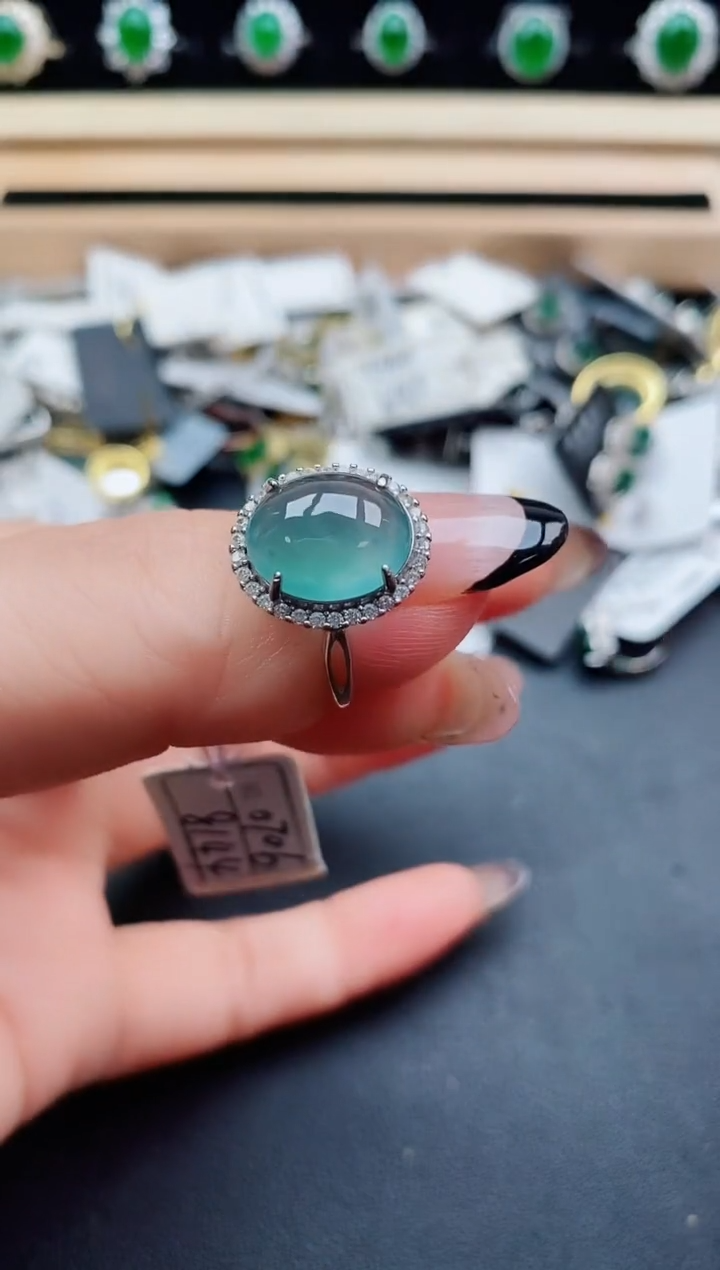 翡翠戒指银S925镶嵌505800