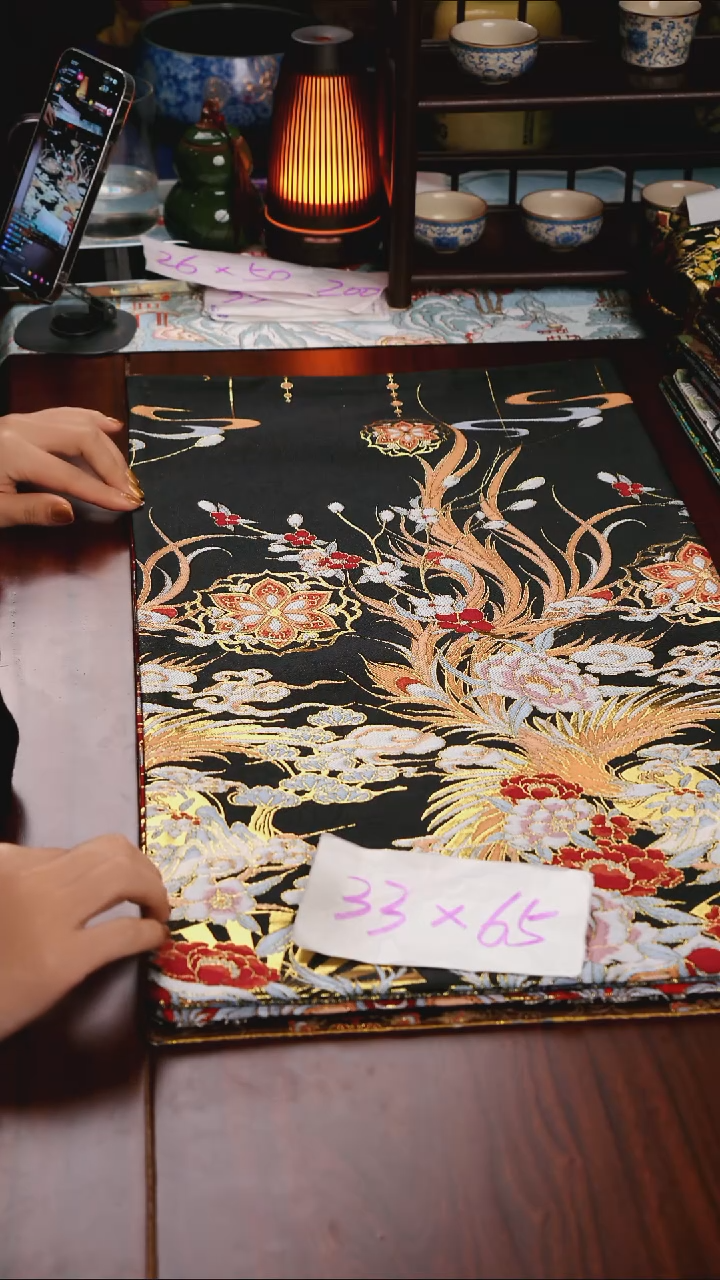 【凤凰黑双面】中国风干泡织锦茶席33*65