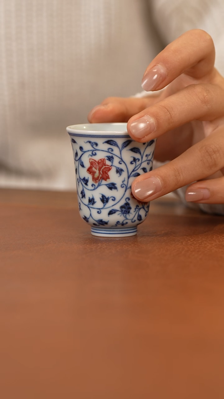 【闪购商品】杯和然窑釉里红闻香杯