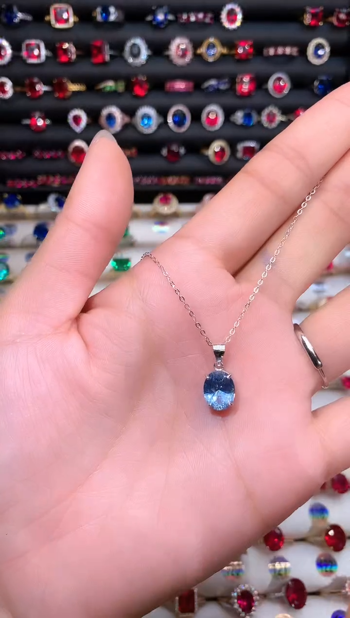 【闪购商品】蓝宝石颈饰银S925镶嵌810