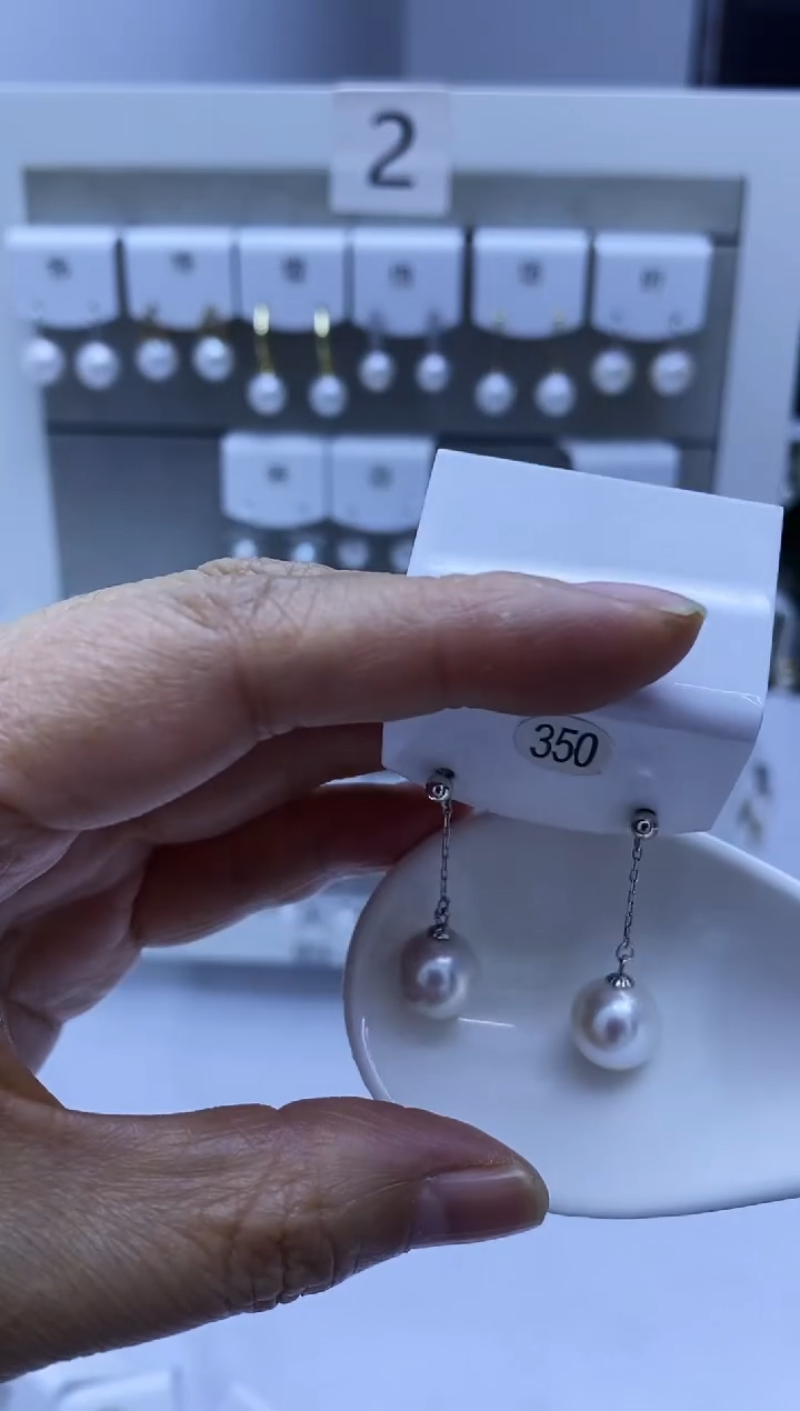 银S925镶嵌耳饰淡水珍珠350