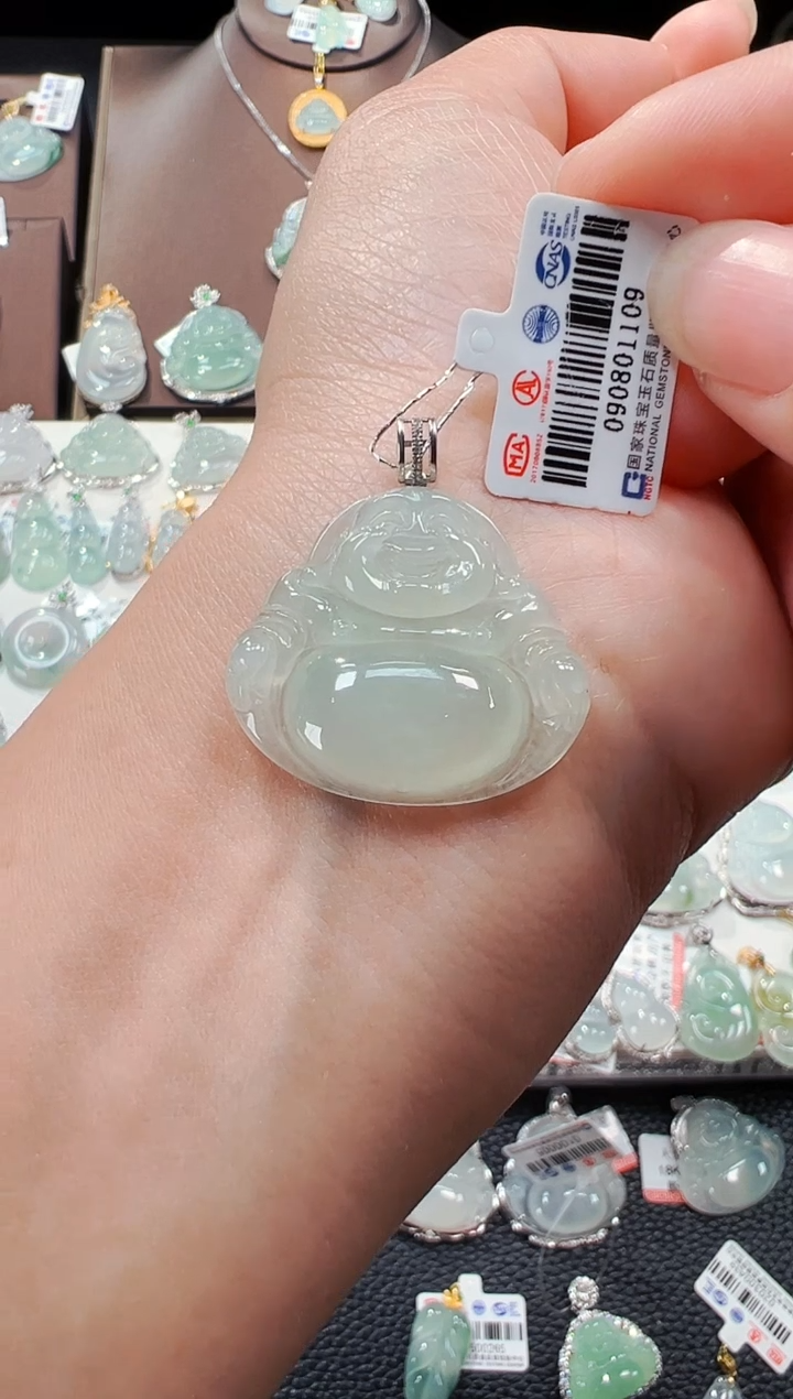 【闪购商品】翡翠吊坠(不含链)18K金镶嵌佛公吊坠1109