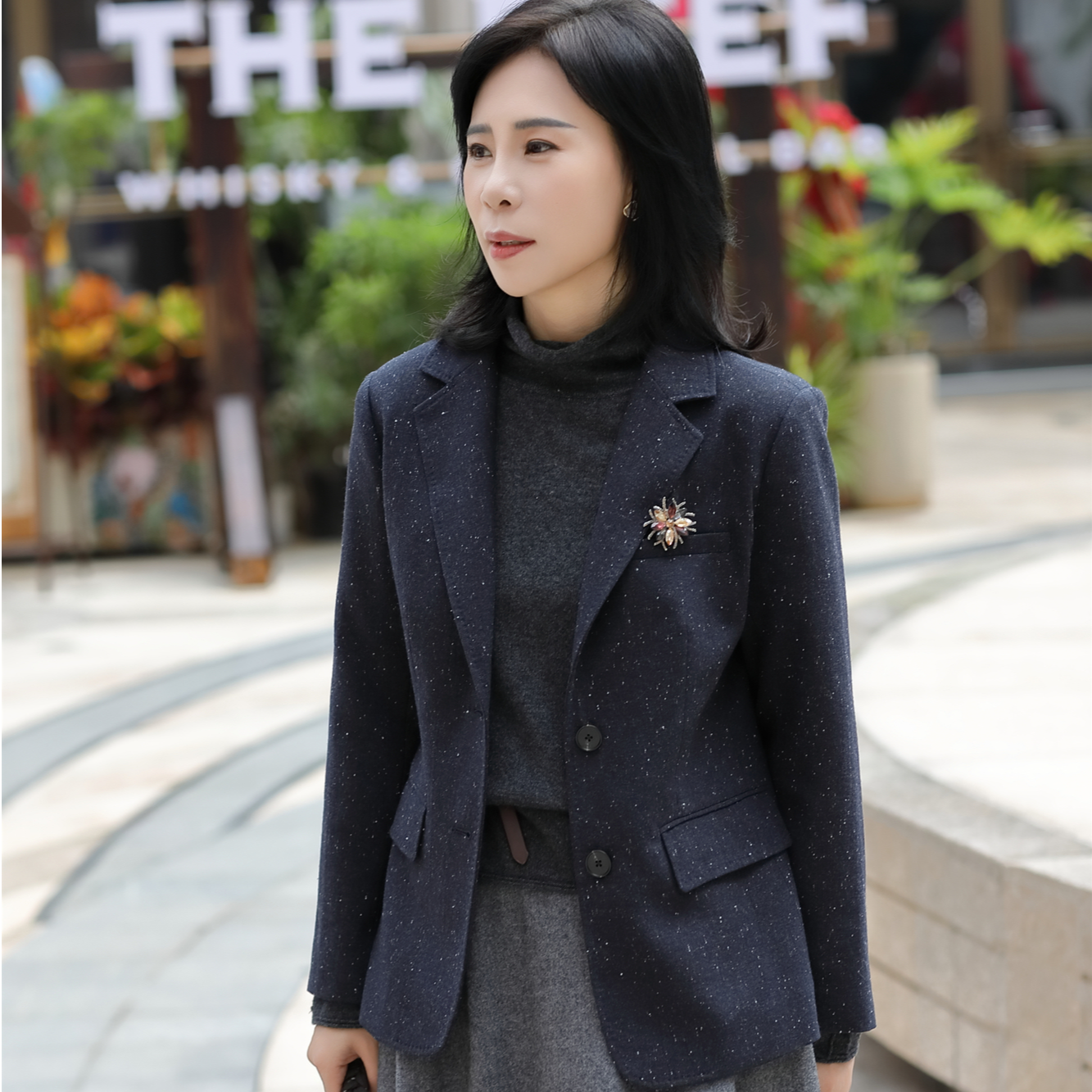 杜小小优雅至上-法式气质显瘦时尚高级洋气百搭羊毛西装外套98890