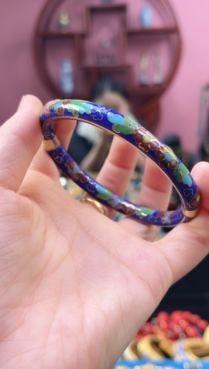 非遗 景泰蓝开口镯 55-60 宝蓝