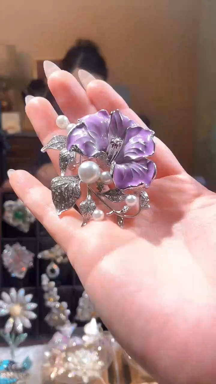 合成立方氧化锆铜合金紫色牵牛花