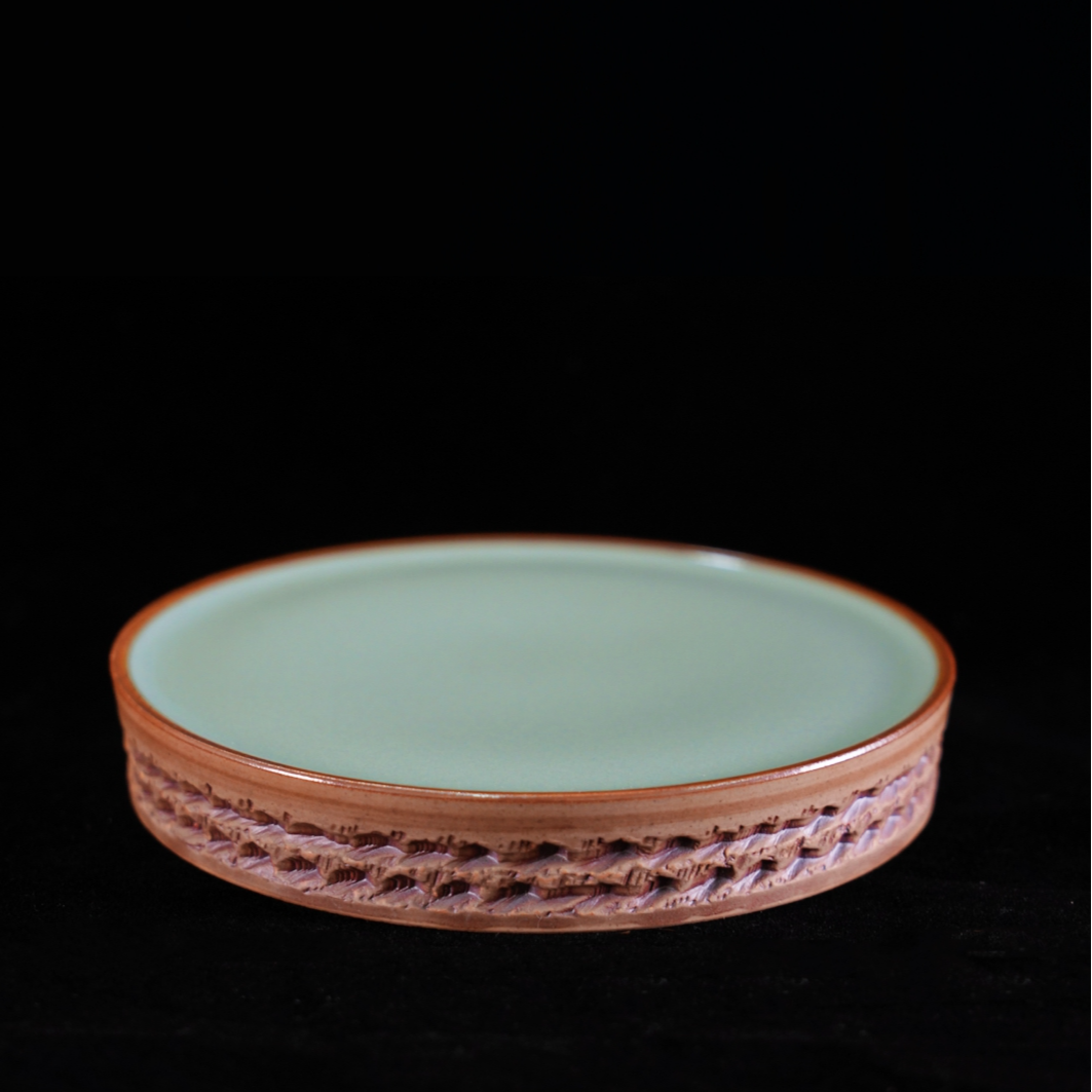 *汝瓷茶具商周纹壶承全手工天青重工壶承茶器