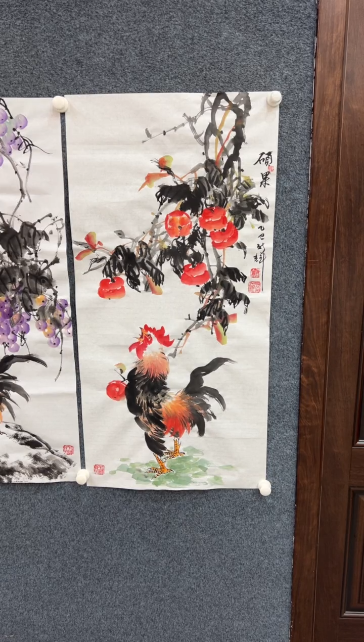 国画颜新辉三尺竖白宣-硕果