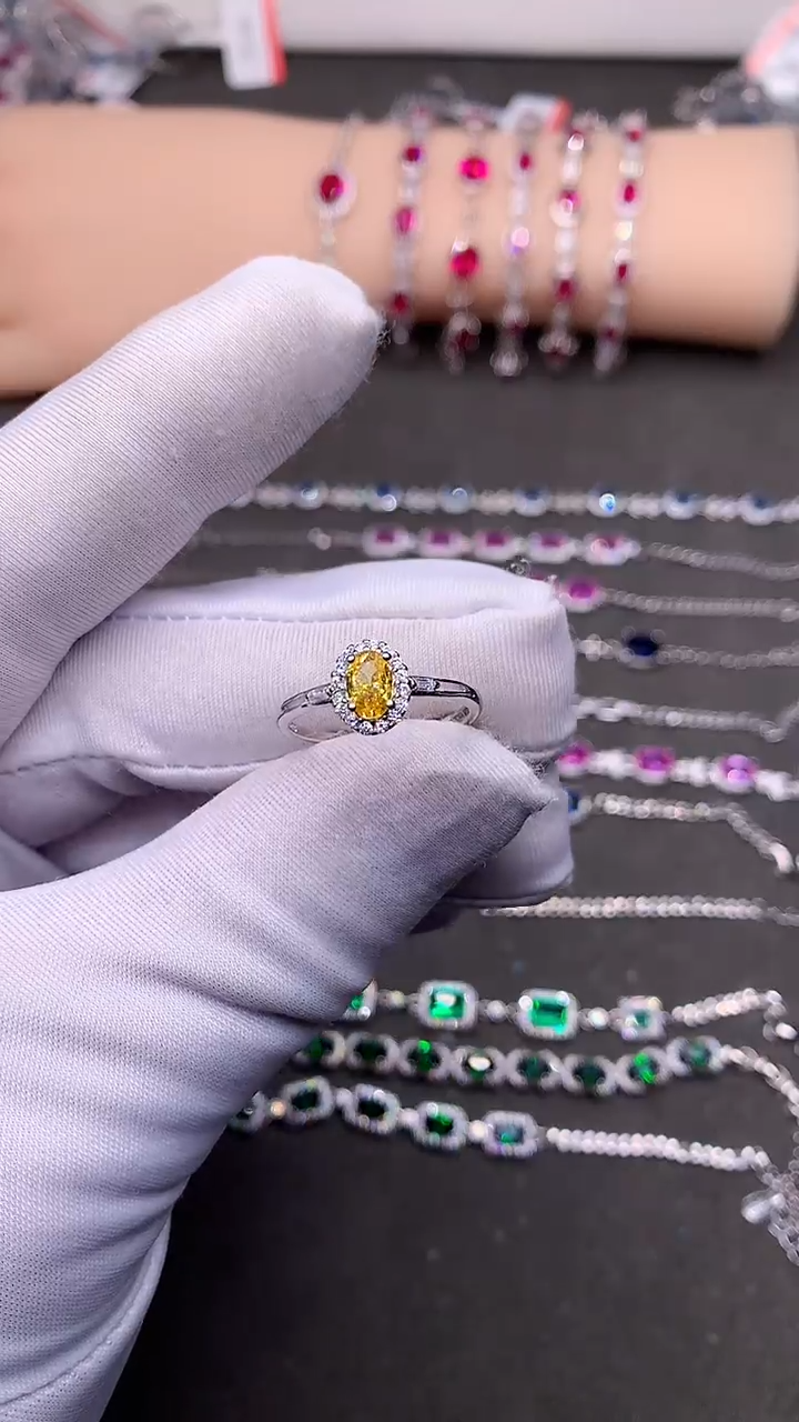 【闪购商品】彩色蓝宝石戒指银S925镶嵌.....