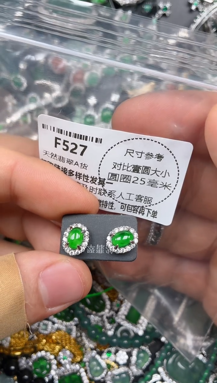 颈饰未镶嵌翡翠F527耳钉