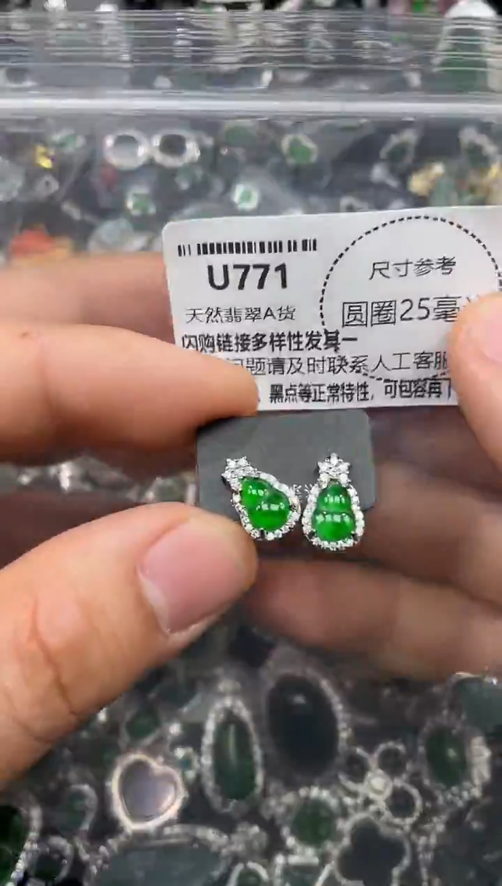 颈饰未镶嵌翡翠U771耳钉