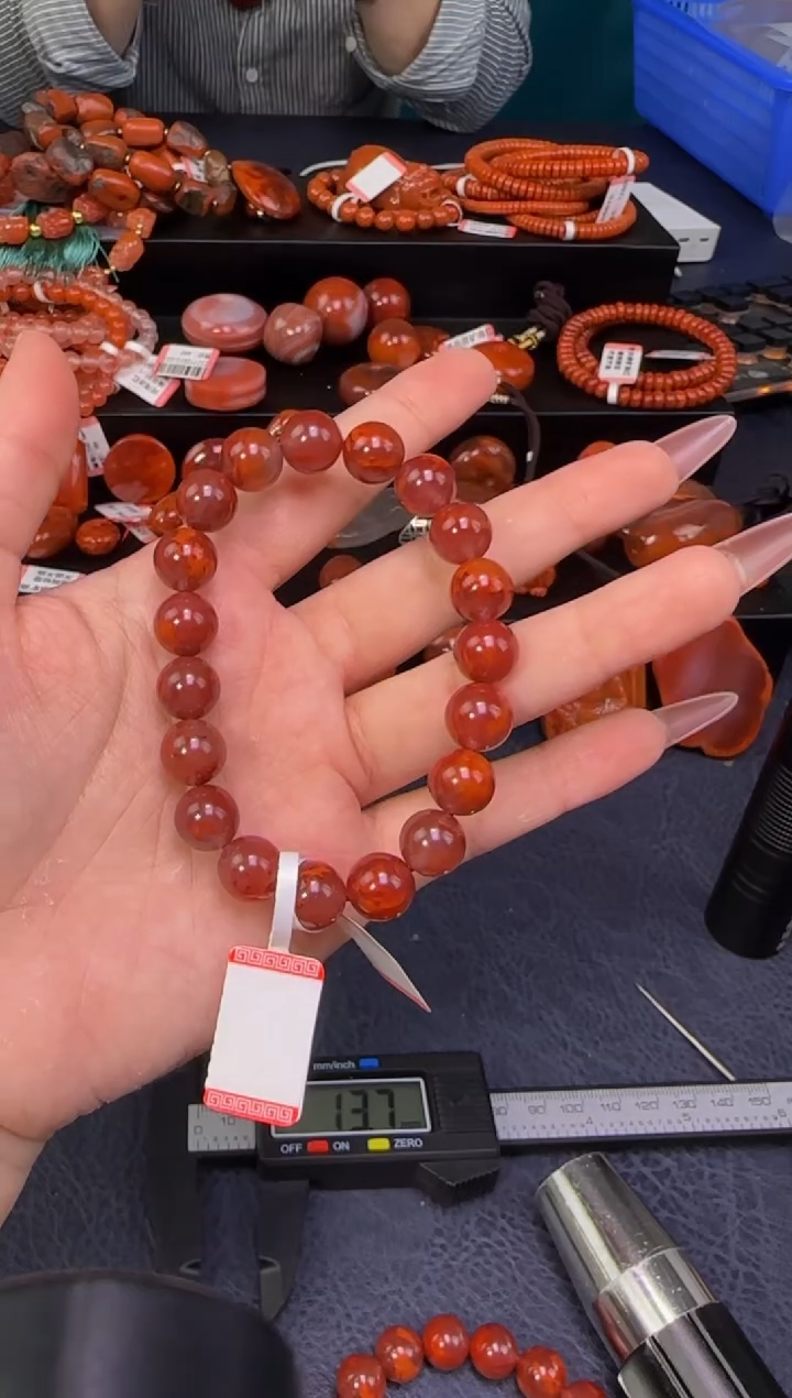 【闪购商品】南红玛瑙手链未镶嵌原矿无优化妖火焰10mm多样性发1