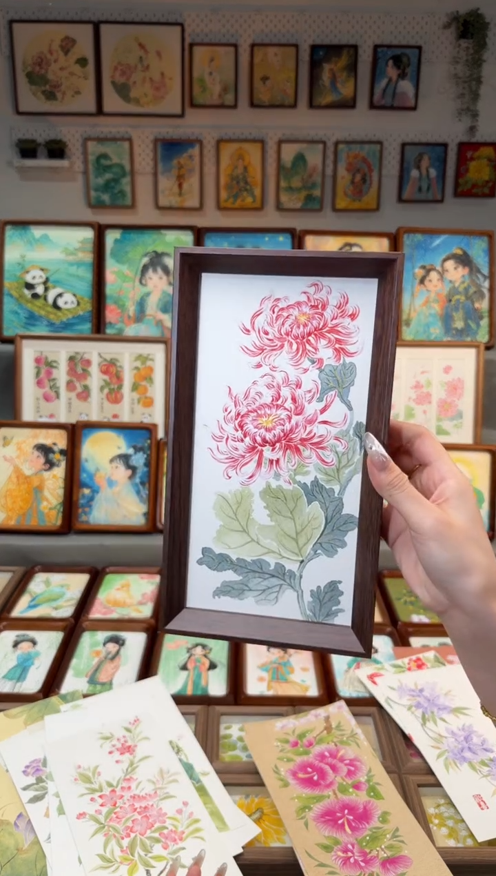 国画菊花红 手绘国画27