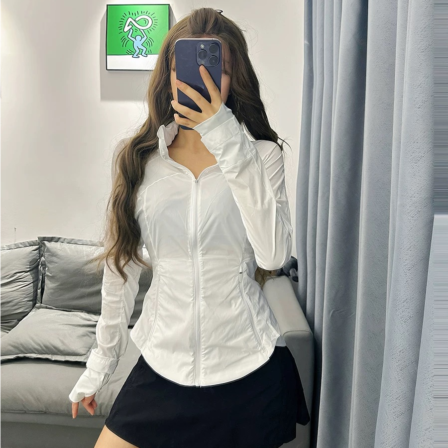 识货的来！女Lebi 1u1u运动外套户外透气瑜伽服夹克修身薄款夏季