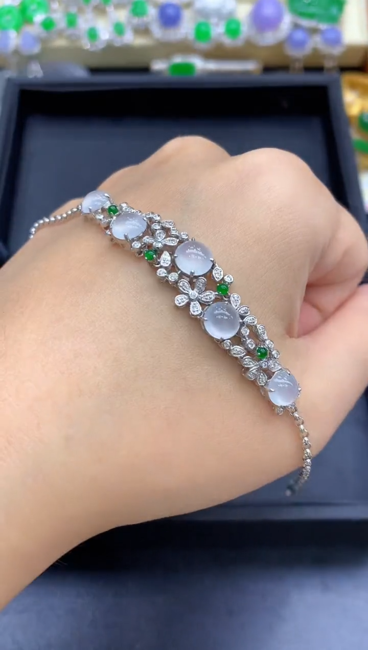 18K金镶嵌手链翡翠589-中国好珍宝