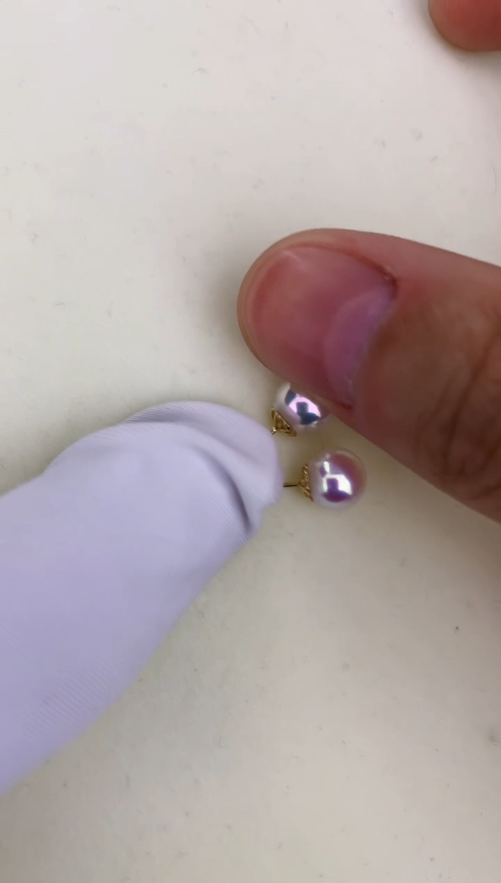 18K金镶嵌海水珍珠DA 7-8 耳钉 GD002