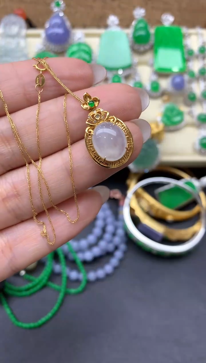 【闪购商品】翡翠颈饰18K金镶嵌333-中国好珍宝