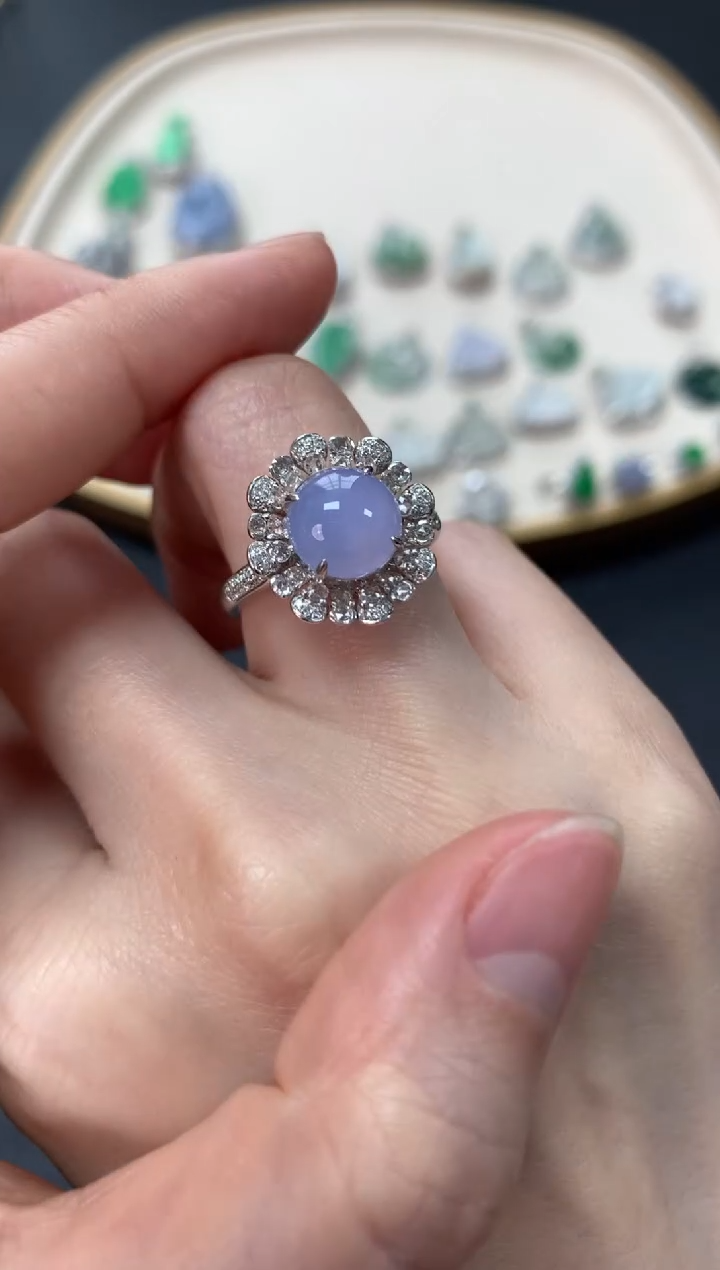 【闪购商品】翡翠戒指18K金镶嵌戒指9900