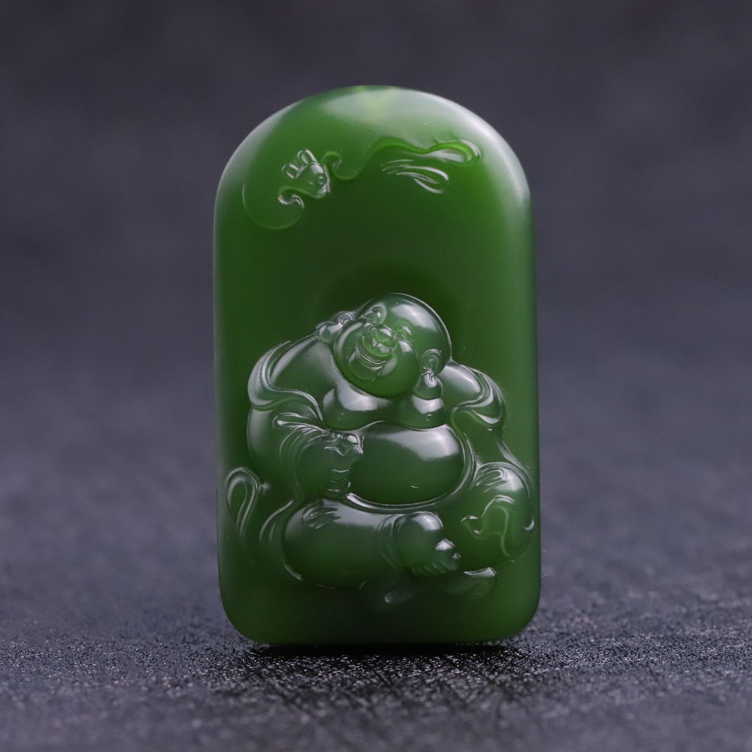 台前幕后和田玉碧玉俄老坑冰底菠菜绿 杨少春工作室出品42x24x9mm