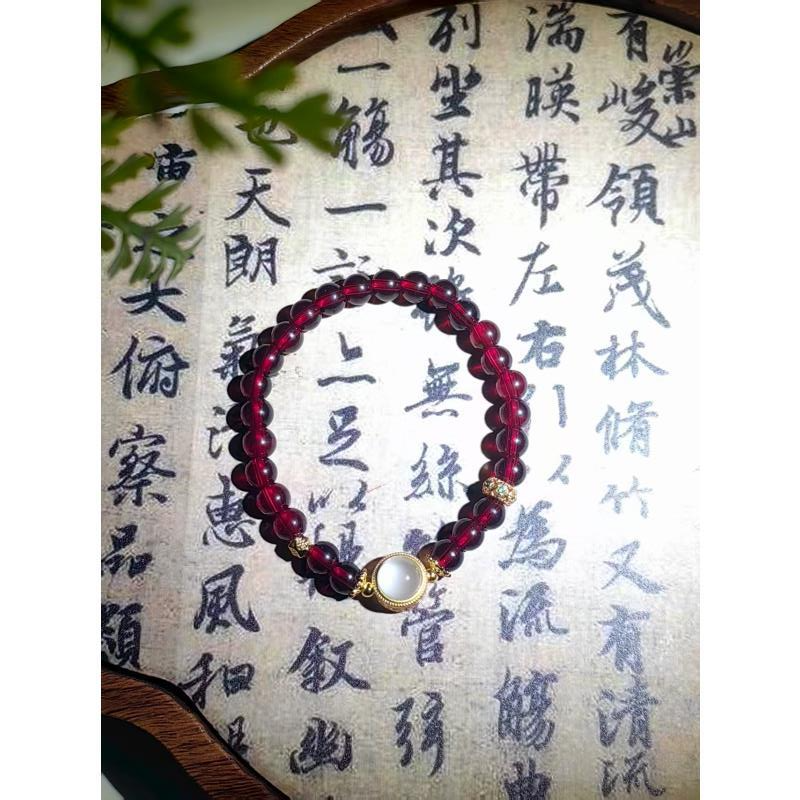 石榴石~白珠~单圈手串（无礼盒）986
