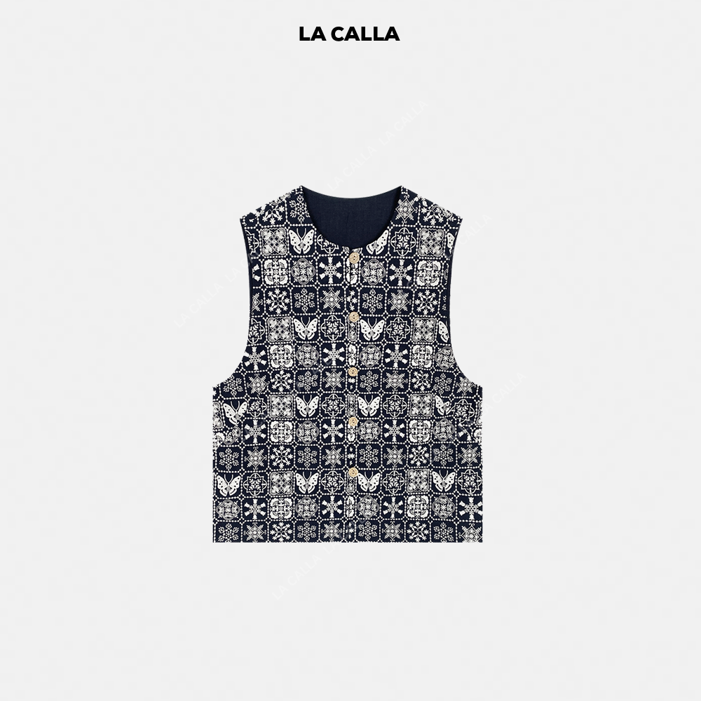 LA CALLA《特价不退不换》蝴蝶麻气质刺绣马甲OY51-2007