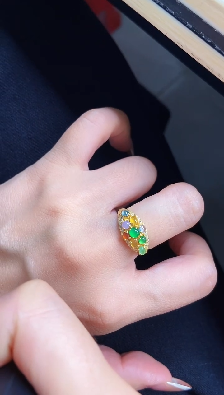 银S925镶嵌戒指翡翠12