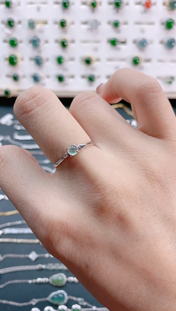 【闪购商品】翡翠戒指银S925镶嵌天然翡翠