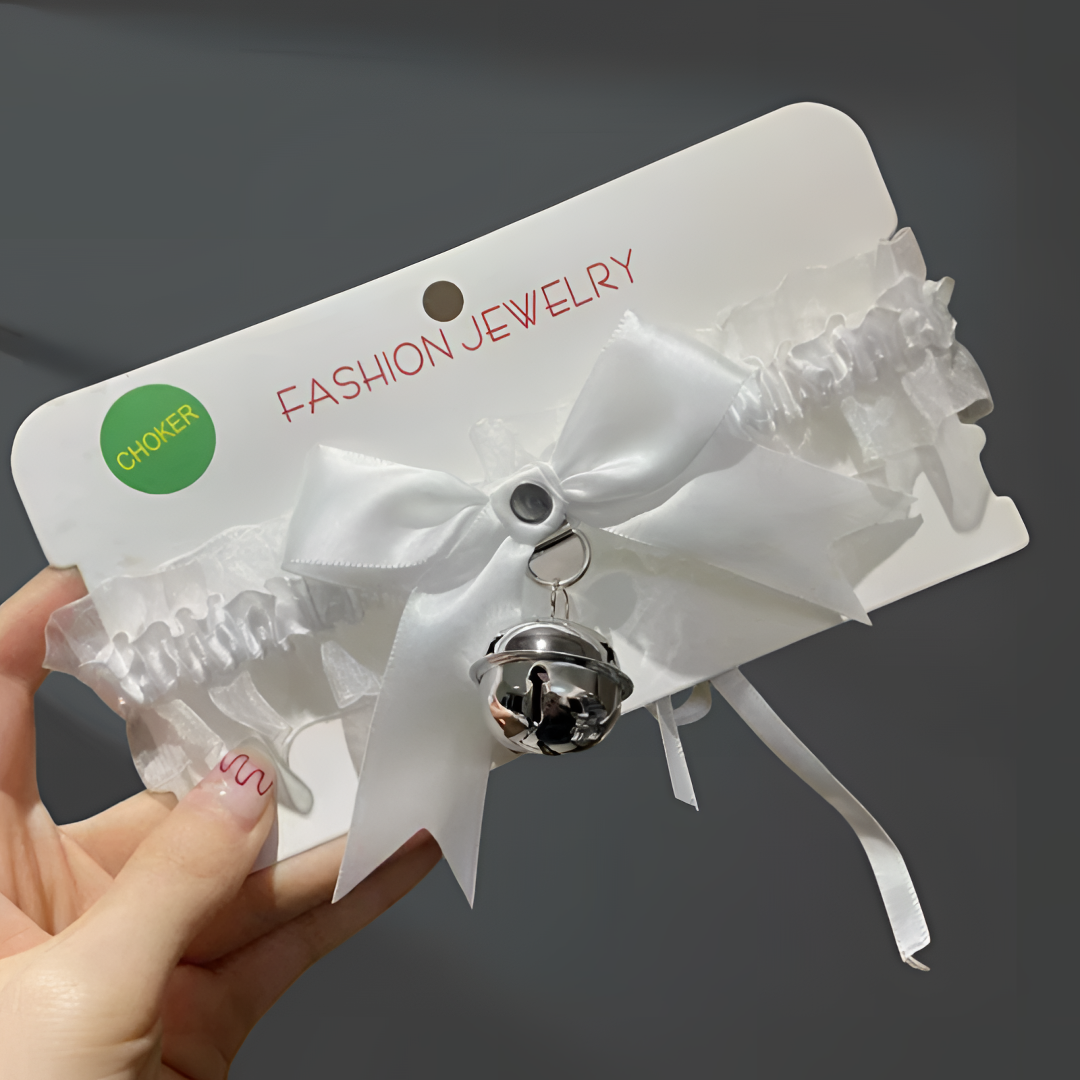 AIFEIER[天使铃]蕾丝绑带大铃铛女神项圈蝴蝶结领结性感浪漫