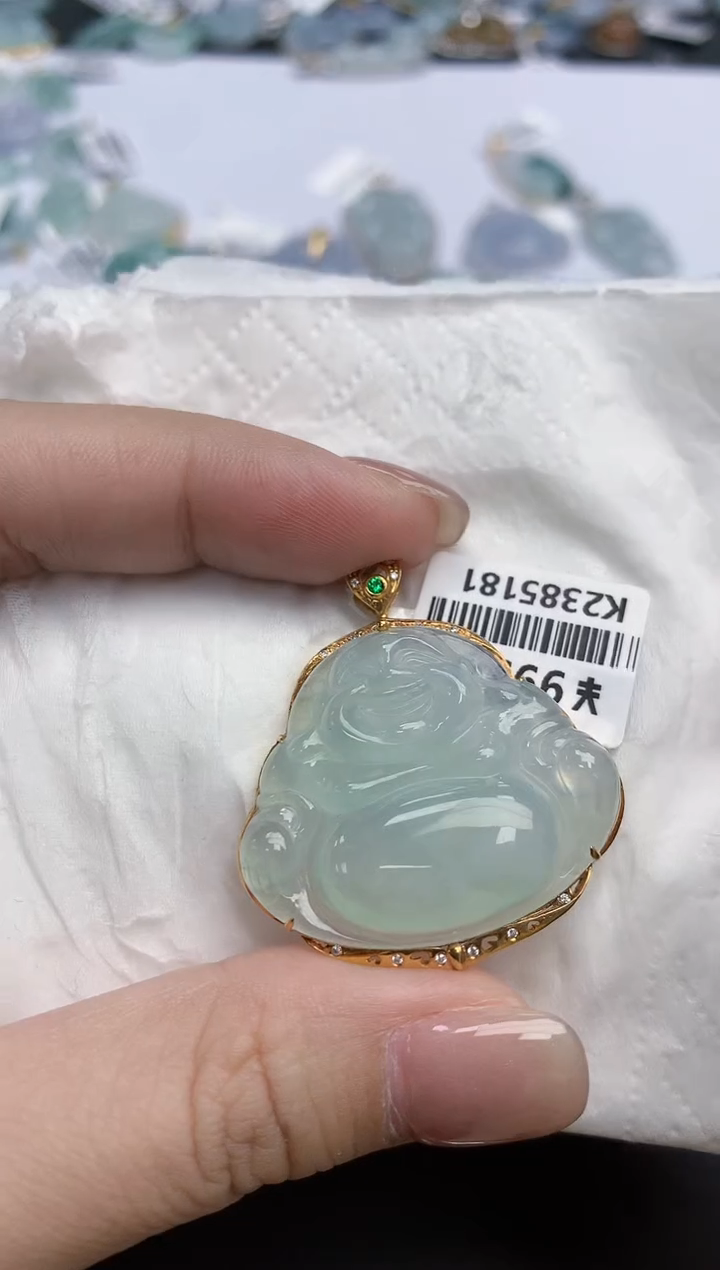 【闪购商品】翡翠颈饰18K金镶嵌天然缅甸翡翠A货