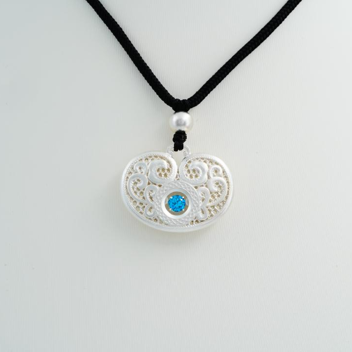 足银银制品 足银999称心如意复古吊坠项链毛衣链古法