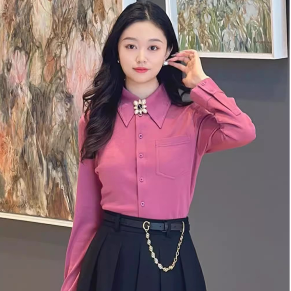 【商场同款】2025早春新款洋气修身衬衫羊毛衬衣1301044-4241731