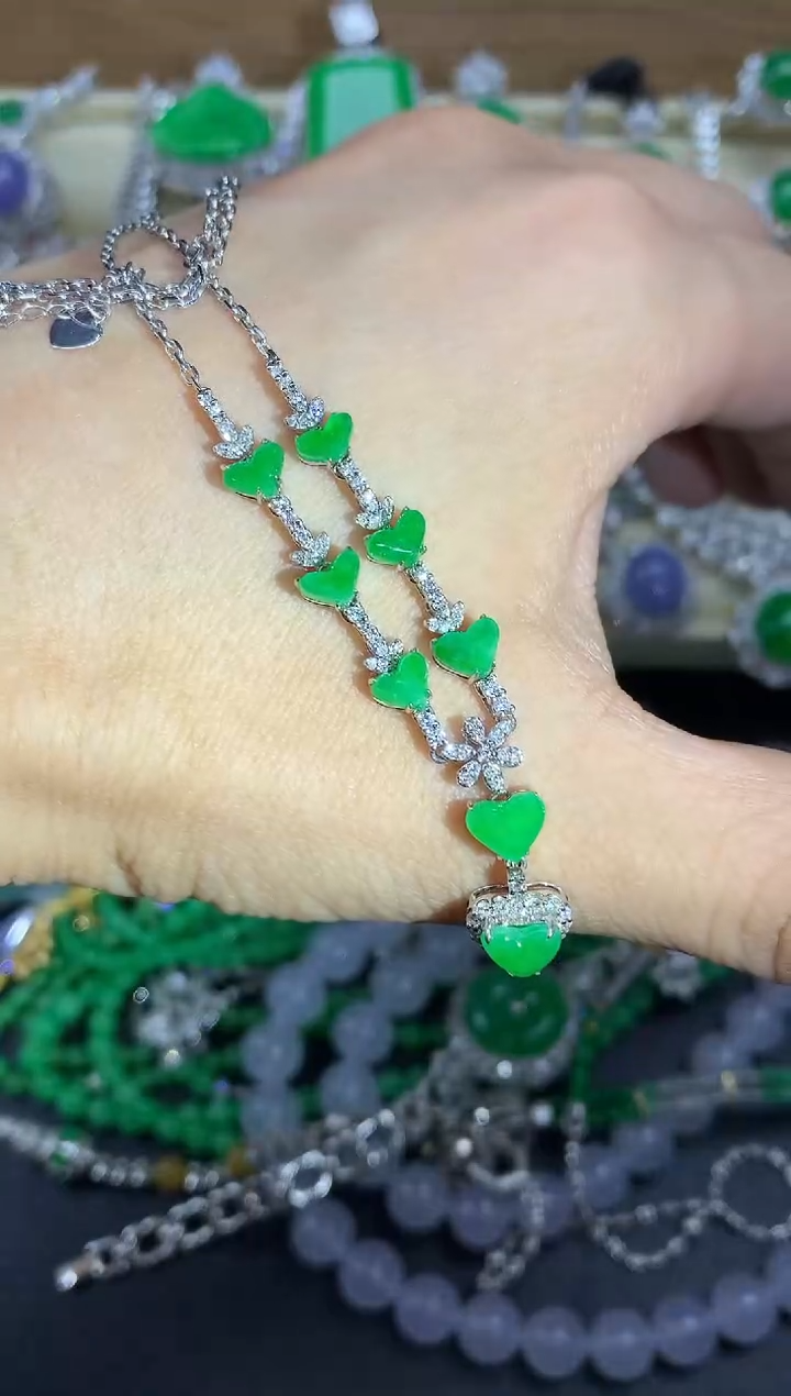 翡翠18K金镶嵌颈饰276-中国好珍宝