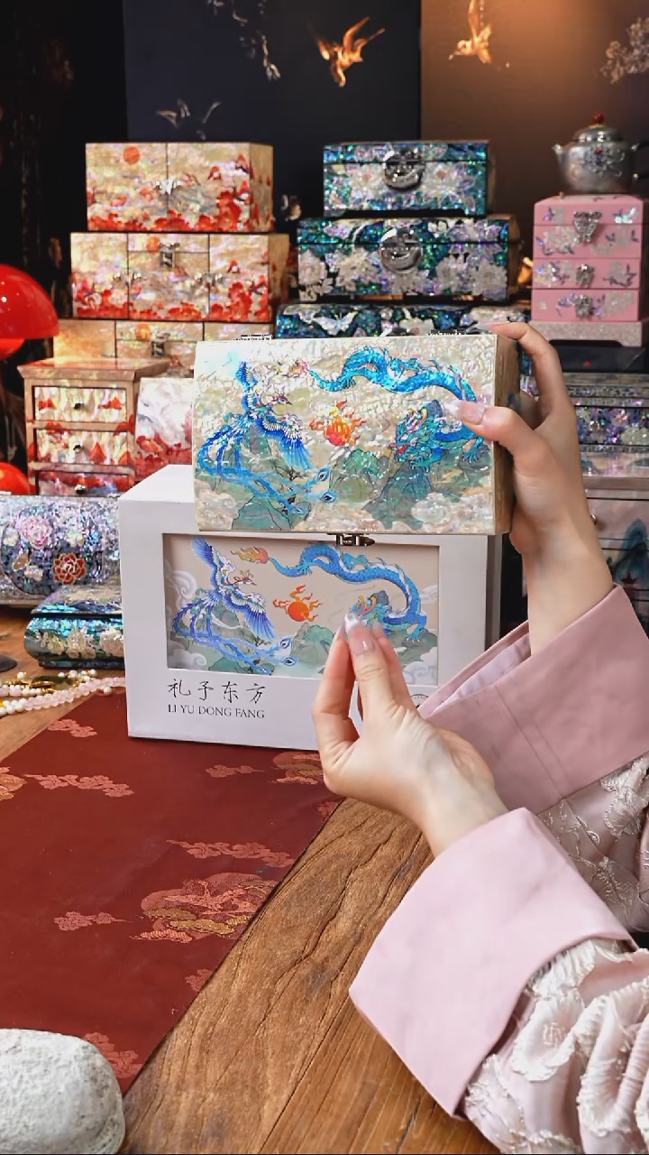 【闪购商品】瓷片限定螺钿工艺香椿木首饰盒