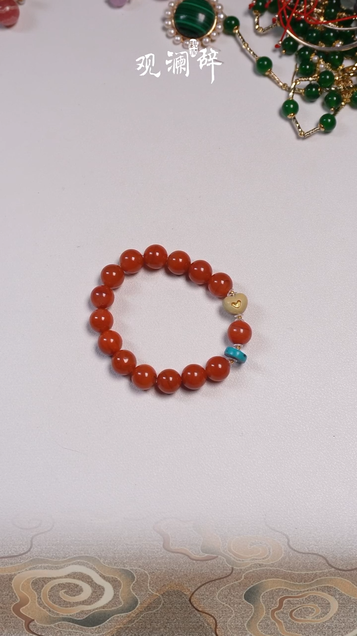 【闪购商品】南红玛瑙绿松多宝手链银S925镶嵌手链