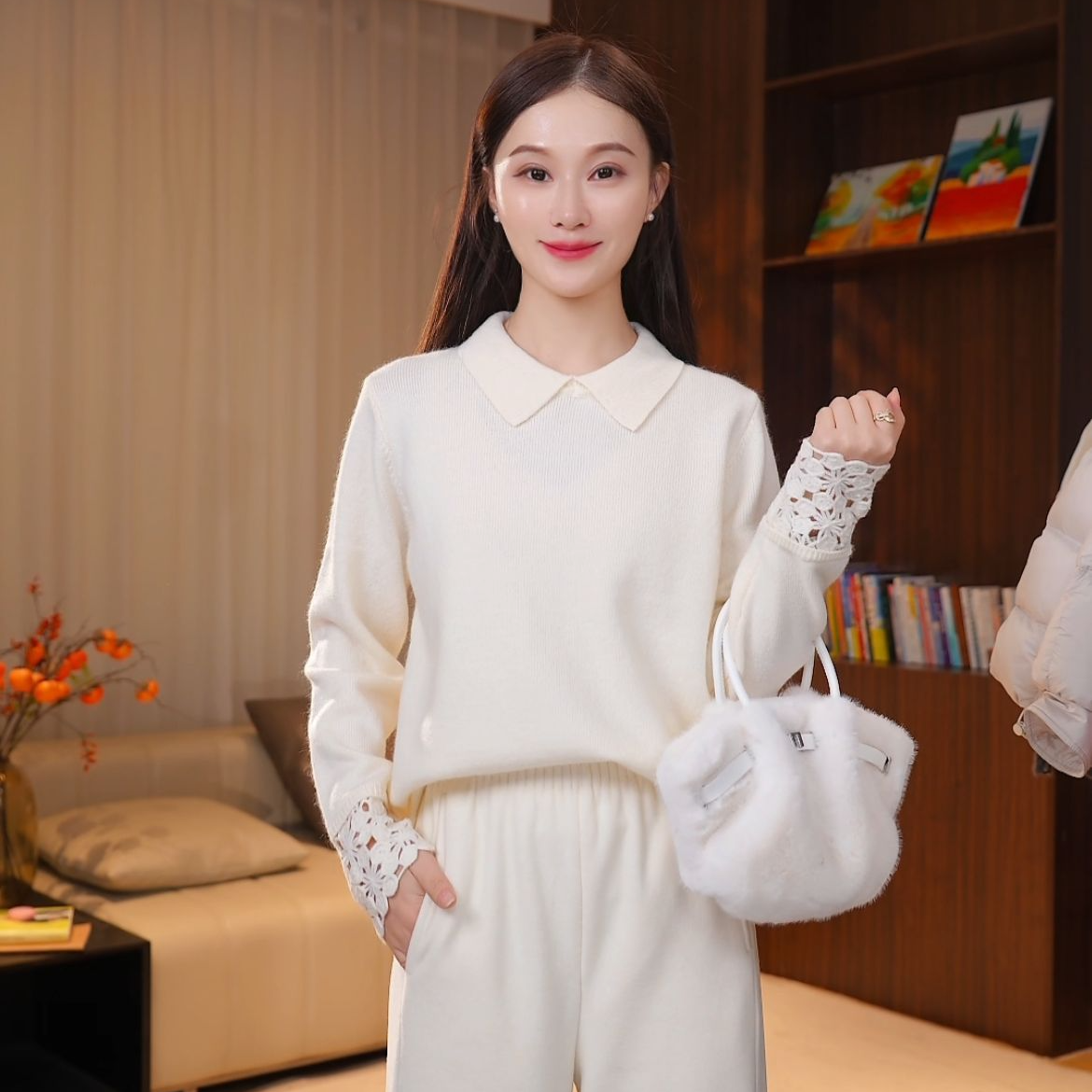 XCENN新款娃娃领绵羊毛衫针织毛衣内搭修身羊毛打底衫LY0A3006