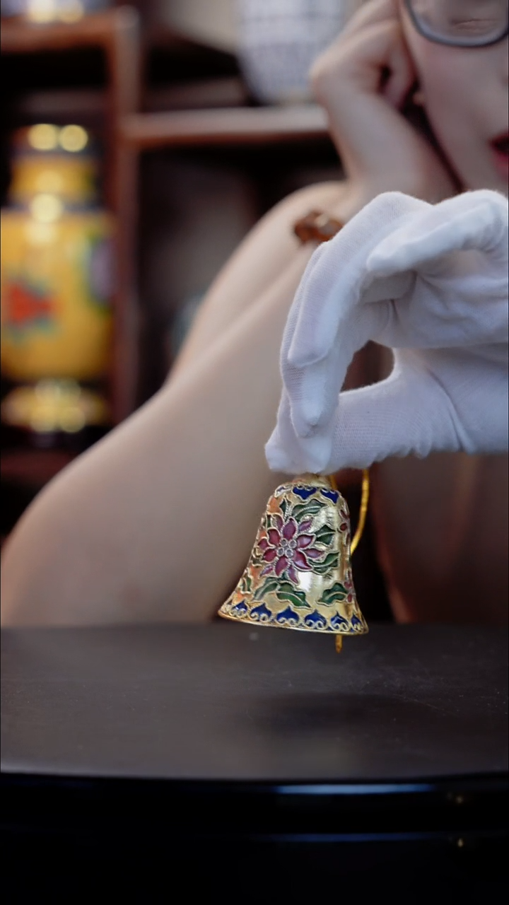 响铃 非遗手工艺 铃铛一响 黄金万两 2.5寸 金色花