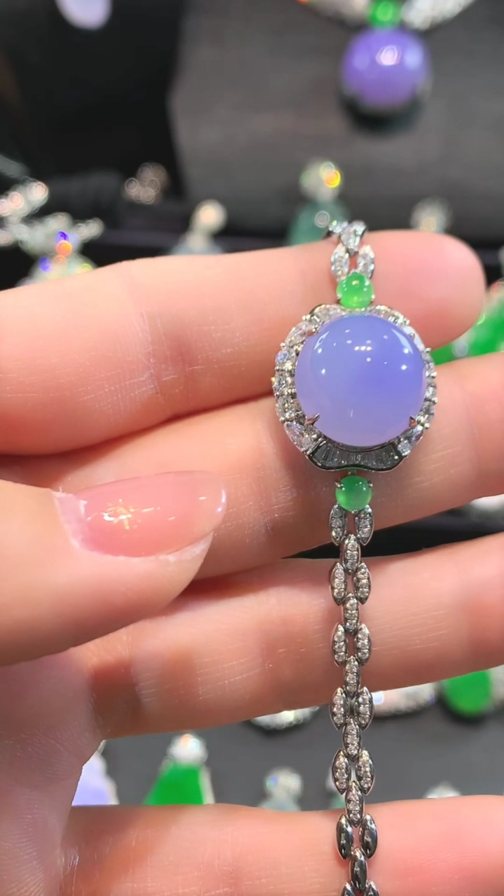 【闪购商品】翡翠手链18K金镶嵌手链