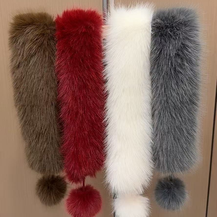 冬款纯色毛毛围巾冬季