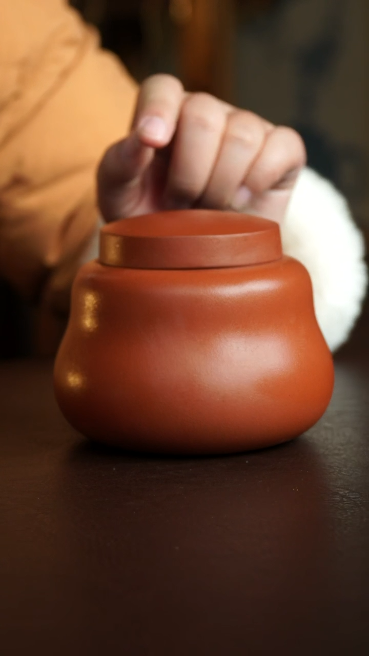 茶杯紫砂15号 小红泥茶叶罐150克 宜兴紫砂原矿作品