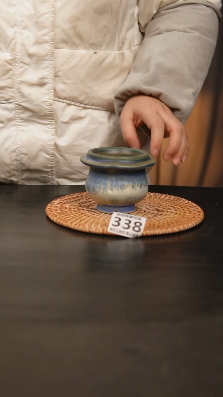 【闪购商品】瓷片338泥泥手工花盆口6高7.5