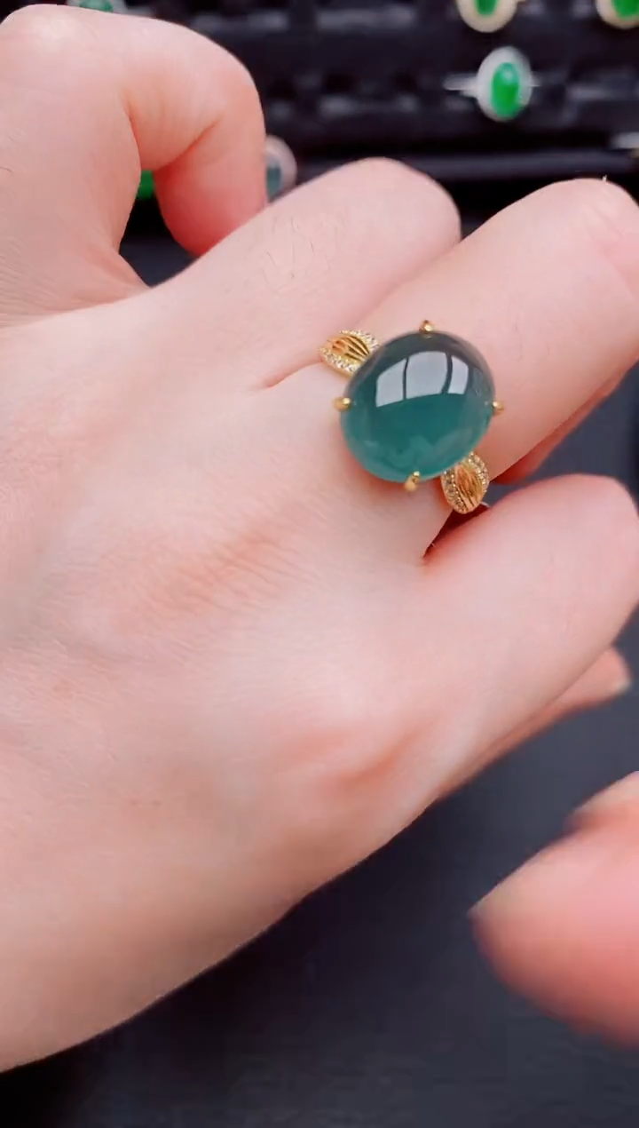 【闪购商品】翡翠戒指银S925镶嵌天然a货翡翠252