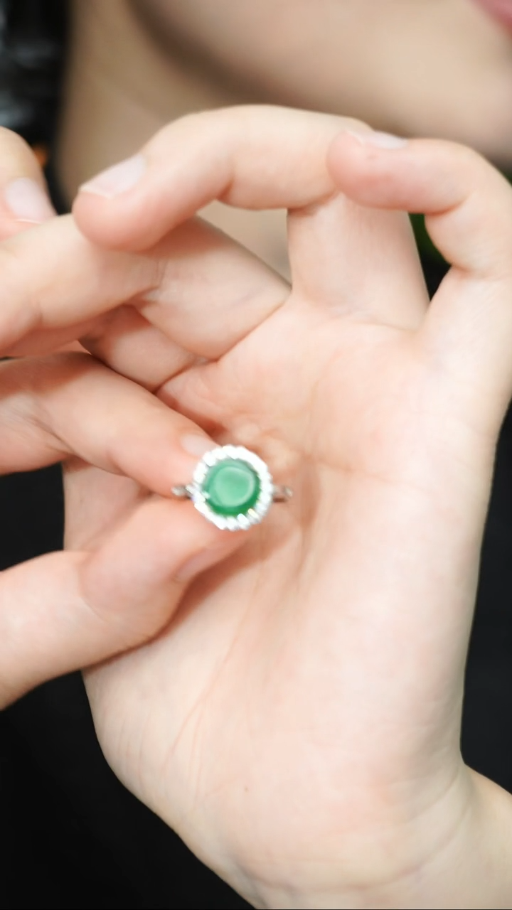 翡翠戒指银S925镶嵌1