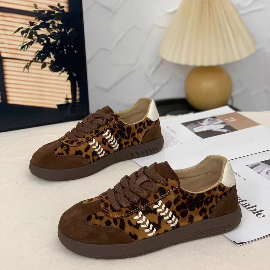 7221-6 新款时尚圆头豹纹休闲板鞋