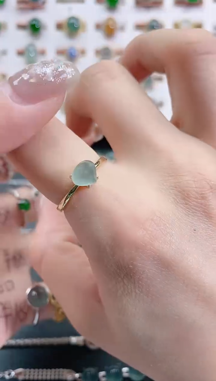 银S925镶嵌戒指翡翠天然翡翠