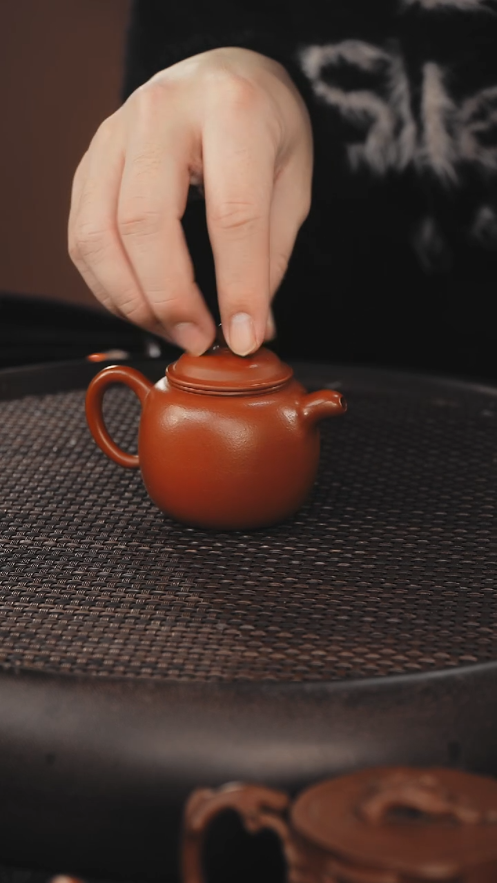 茶壶紫砂匏尊 朱泥