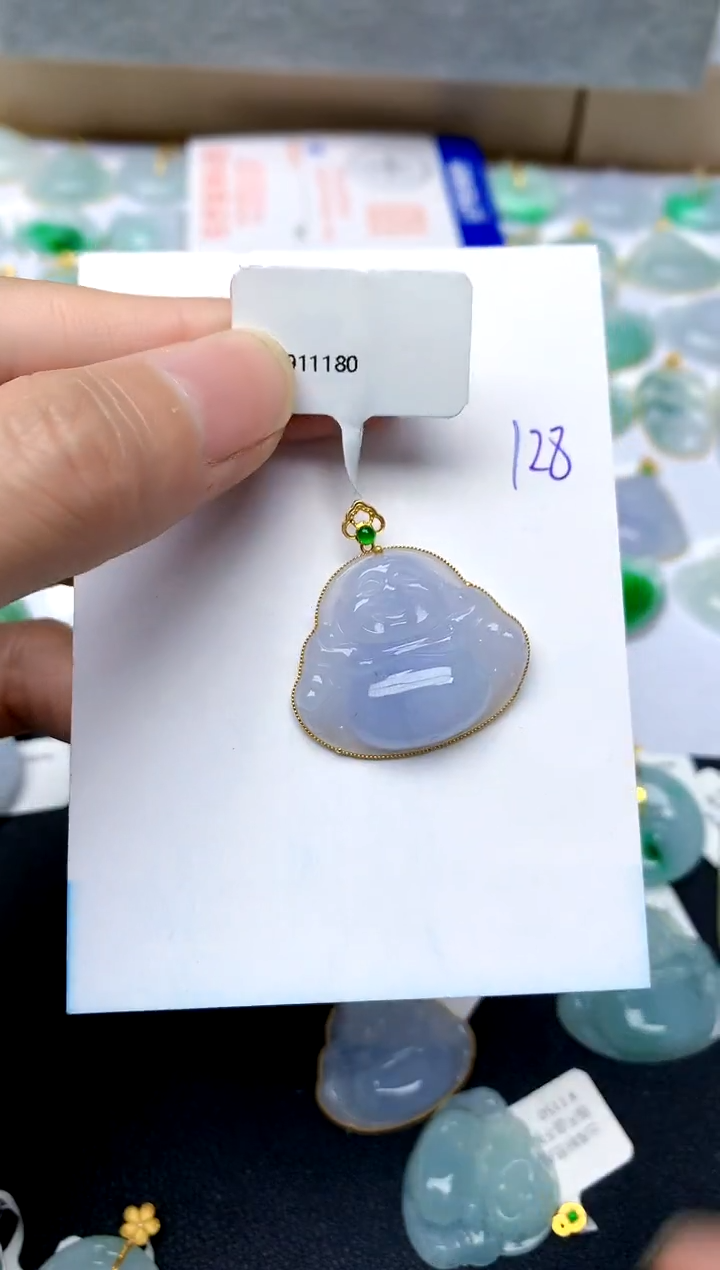 【闪购商品】翡翠颈饰18K金镶嵌128天然A货翡翠