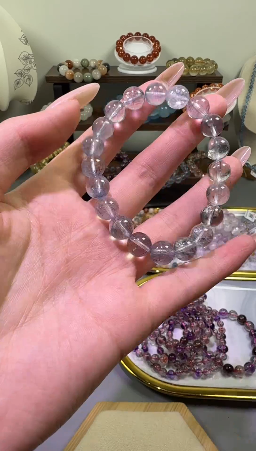 未镶嵌手串水晶钢丝蓝发手串