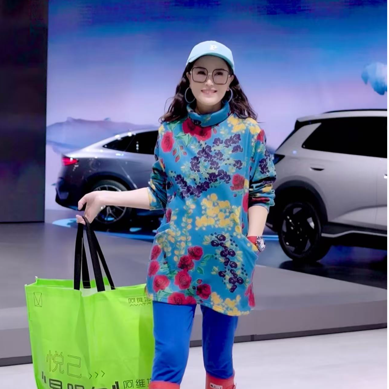 紫藤红玫瑰花口袋升级款时尚中长款T恤2025冬季新款宽松显瘦百搭