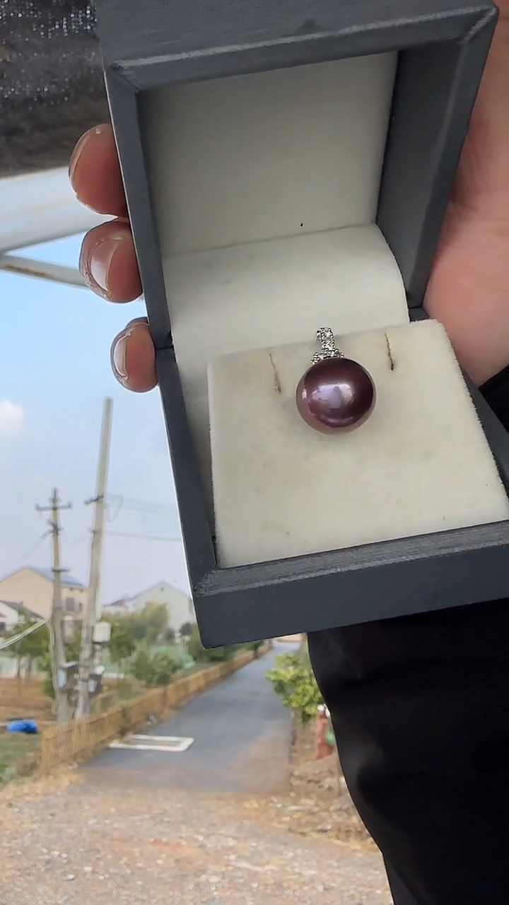 吊坠(赠链)银S925镶嵌淡水珍珠12m天然淡水珍珠