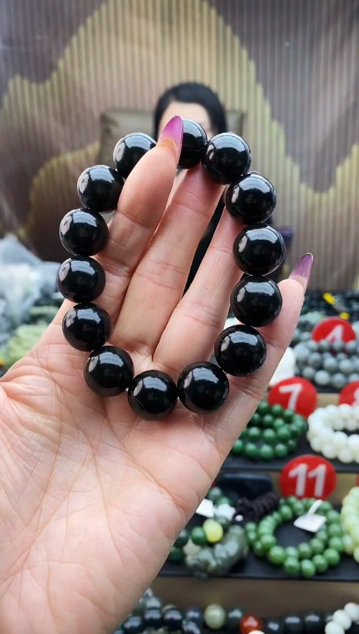 未镶嵌手串和田玉油青16